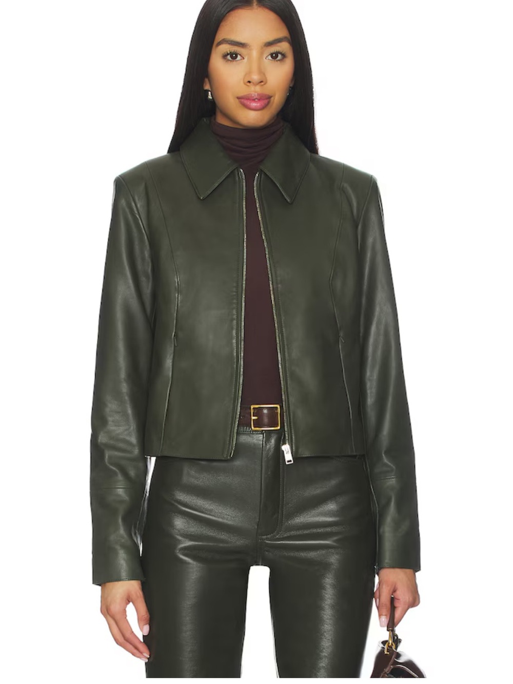 Lamarque Oceana Olive Leather Jacket